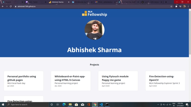 My Personal Portfolio using Github pages – screenshot 1