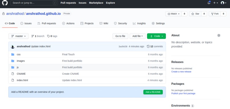 My portfolio website – screenshot 1