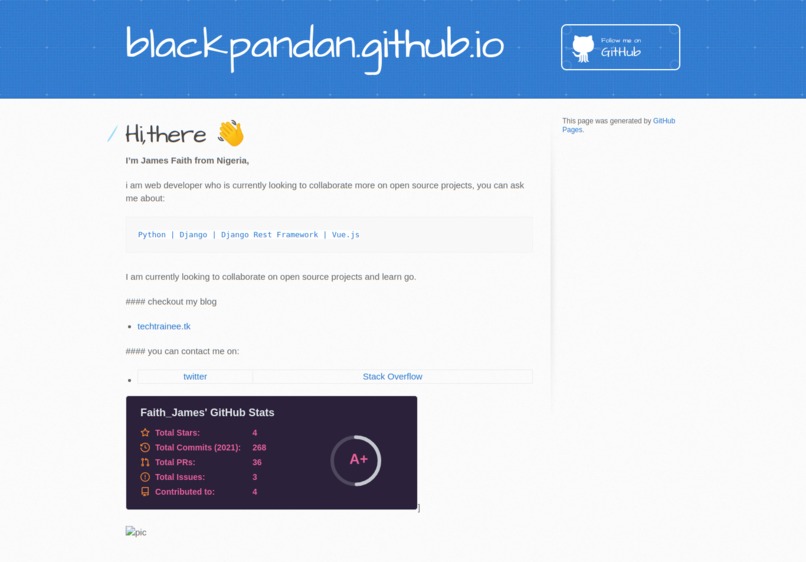my github page – screenshot 1