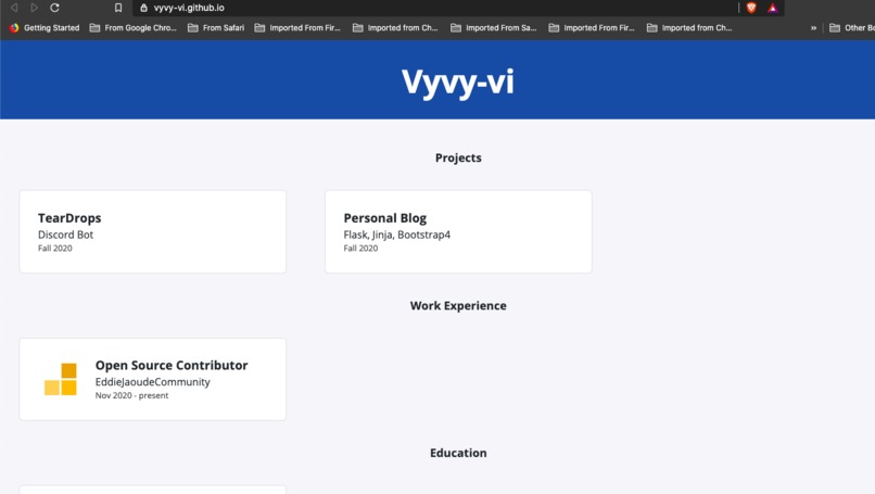 Vyvy.github.io – screenshot 1
