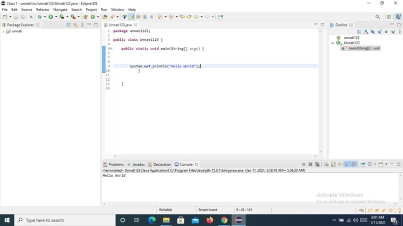 Hello World Program – screenshot 1