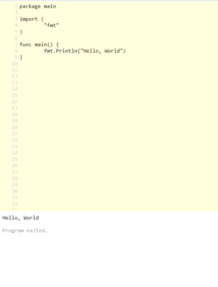 Hello world in new language (Golang) – screenshot 1