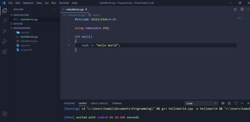 Hello World in C++ – screenshot 1