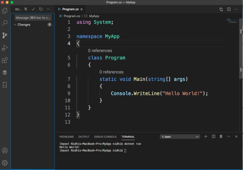 Hello world C# Build Day 1 – screenshot 1