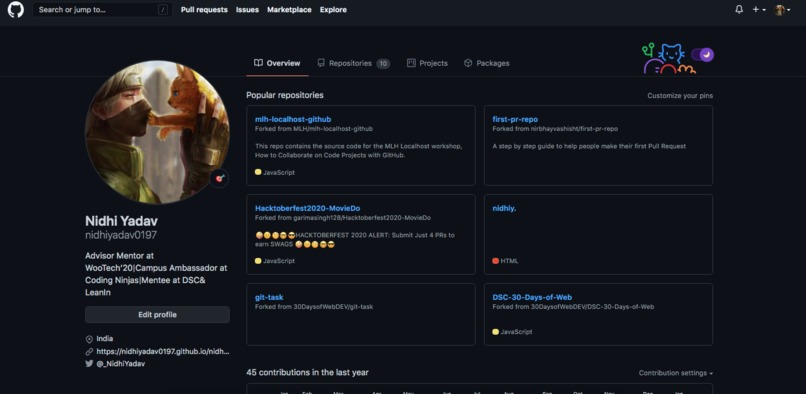 github page – screenshot 1
