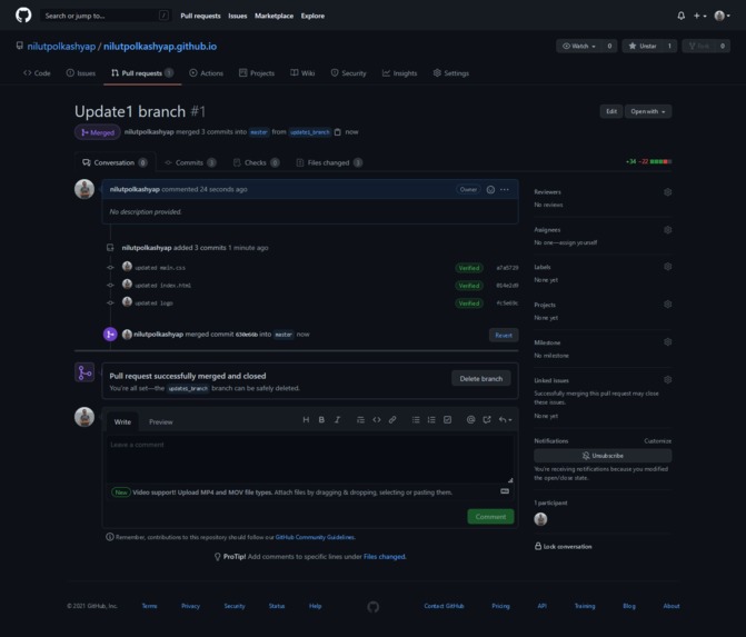 Updating my Personal Portfolio made with Github Pages – screenshot 2