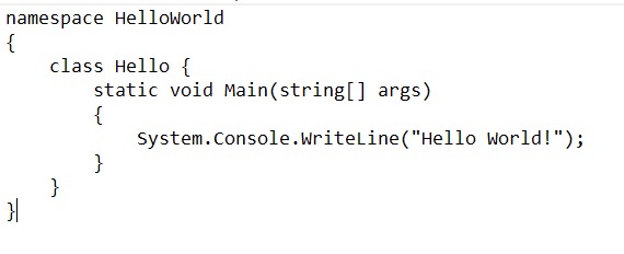 Hello world in c# – screenshot 1