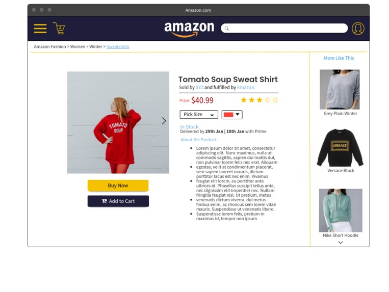 Redesigning the Amazon website – screenshot 2