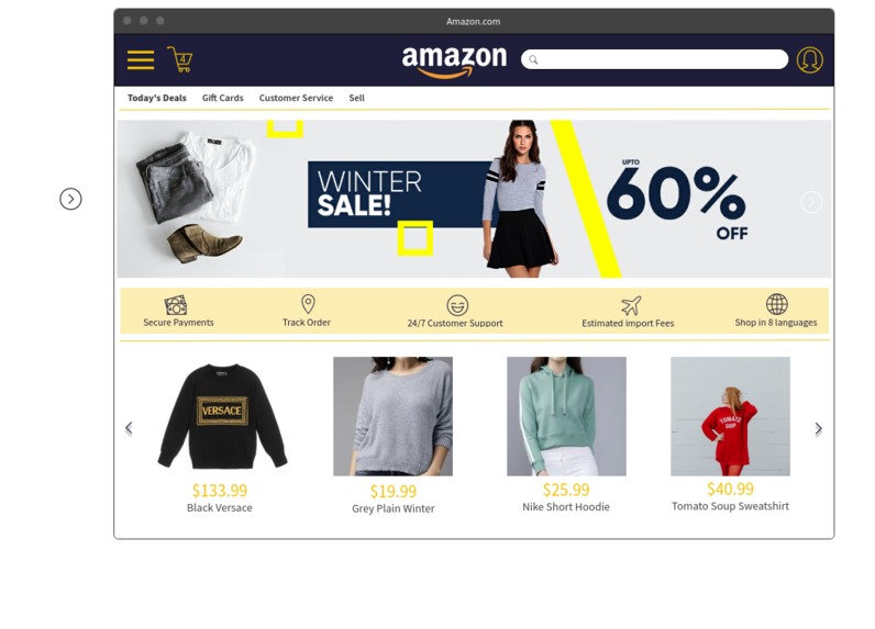Redesigning the Amazon website – screenshot 1