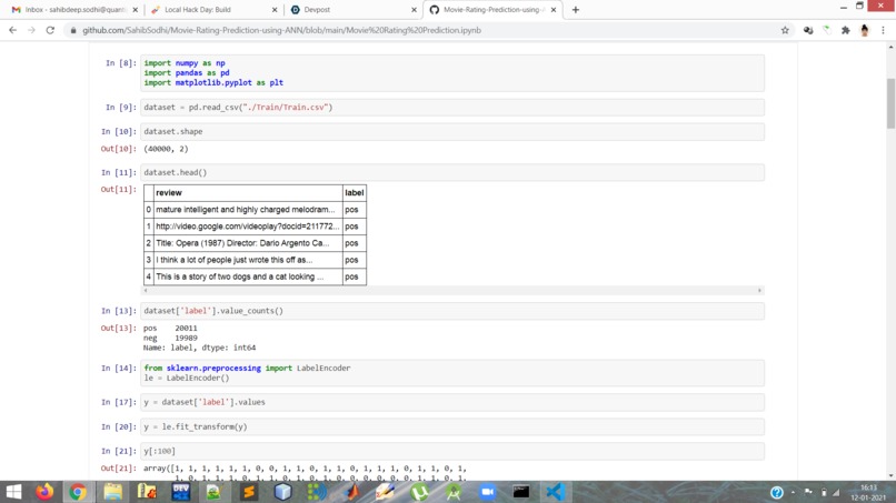Movie Rating Prediction using Artificial Neural Networks – screenshot 1