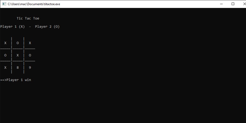 Tic tac toe on c++ – screenshot 2