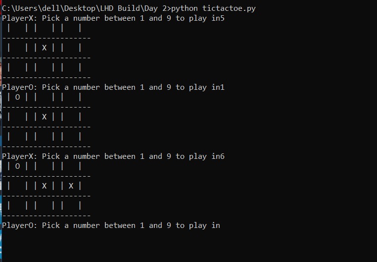 Mini Console Tic Tac Toe Project – screenshot 1