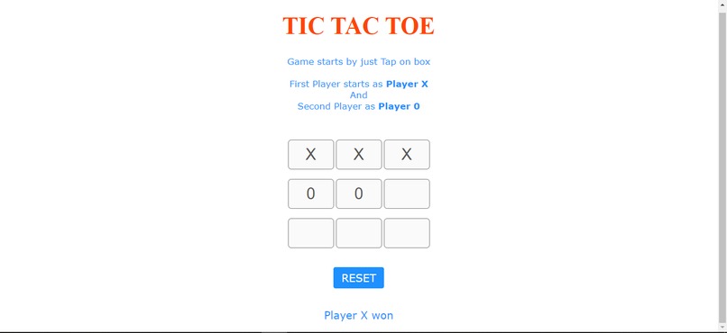 Tic Tac Toe Game in Javascript – screenshot 1