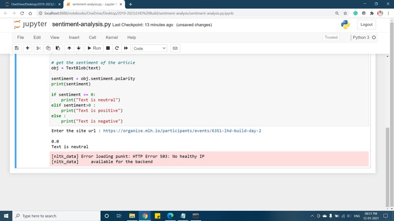 Simple Sentiment Analysis – screenshot 1