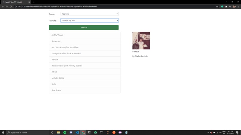 Use a Music API – screenshot 1