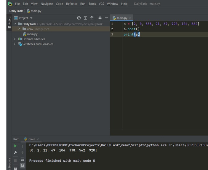 Write Code to Sort a List – screenshot 1