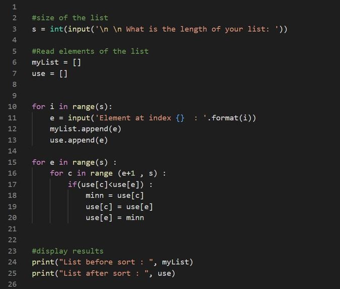 Sort list – screenshot 1