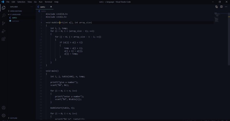 Bubble sort – screenshot 1
