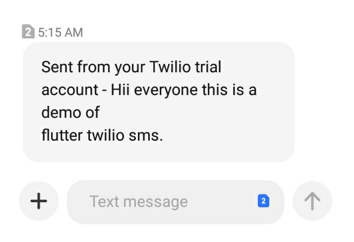 Used Twilio API to send SMS – screenshot 2