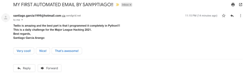 Sending Cool Emails With Twilio API! – screenshot 2