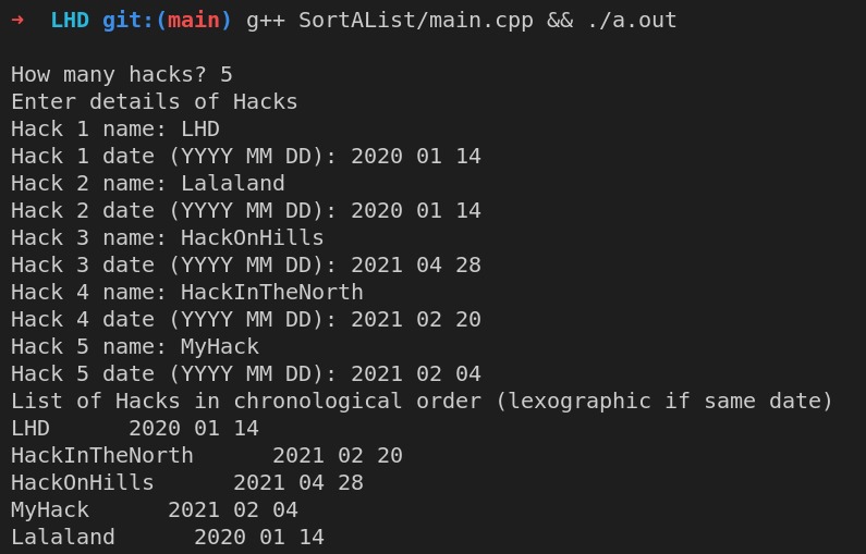 Sort a list – screenshot 1