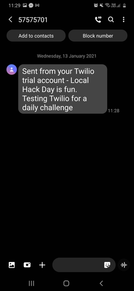 Twilio API – screenshot 1