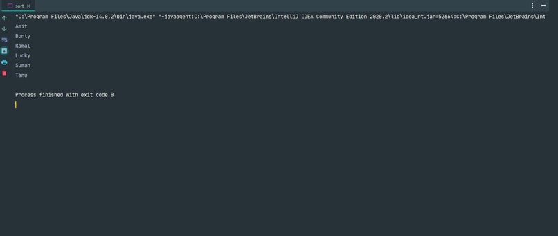 Sort a list in Java – screenshot 1