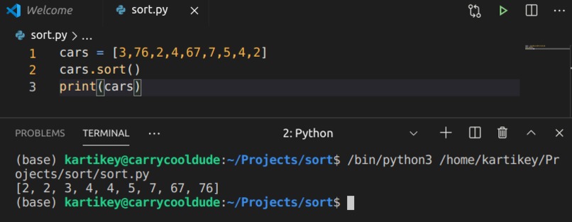 Sort a List – screenshot 1