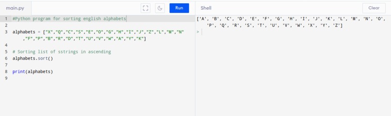 Code to Sort a List – screenshot 1