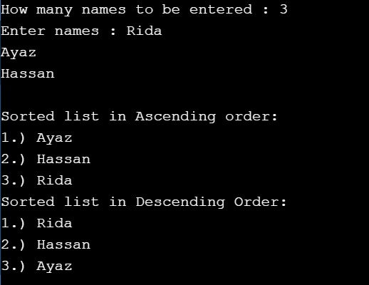 Code to Sort List – screenshot 1