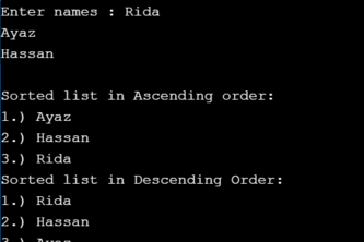 Code to Sort List