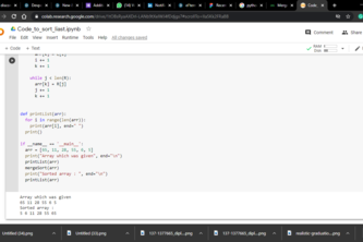 Merge sort code