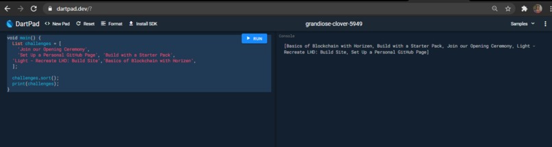 Code to Sort a List – screenshot 2