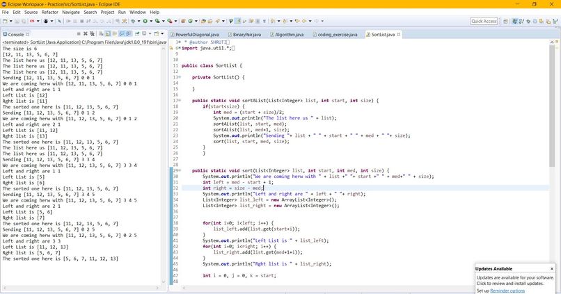 Recursive Sorting using MergeSort – screenshot 1