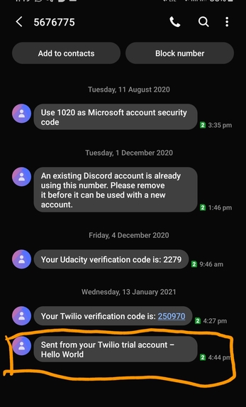 Twilio-App – screenshot 1