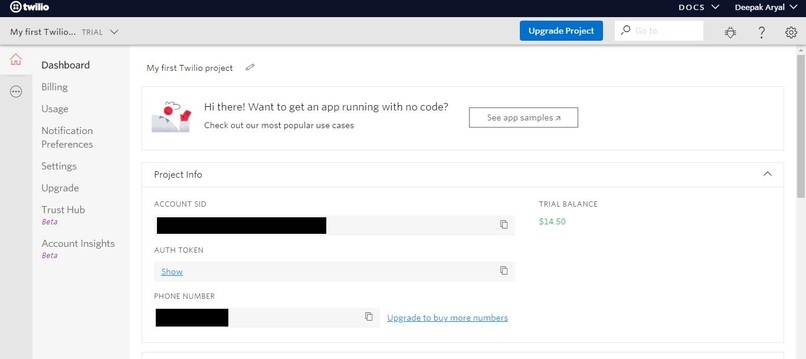Build with Twilio – screenshot 2