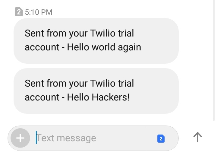 SMS WITH TWILIO – screenshot 1