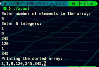 Sort an array – screenshot 1