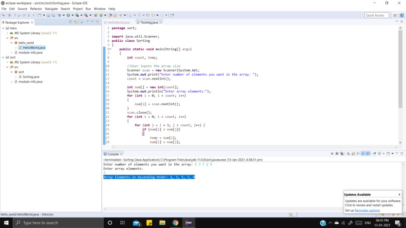 Write Code to Sort a List – screenshot 1