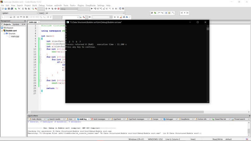 Sorting a list – screenshot 1