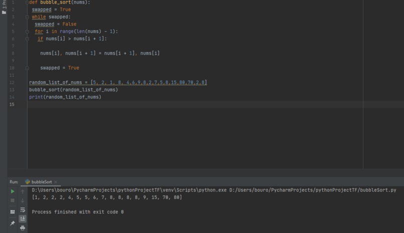 Bubble sort – screenshot 1