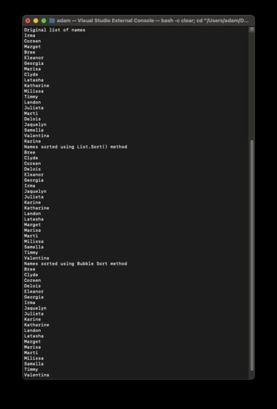Write Code to Sort a List – screenshot 1