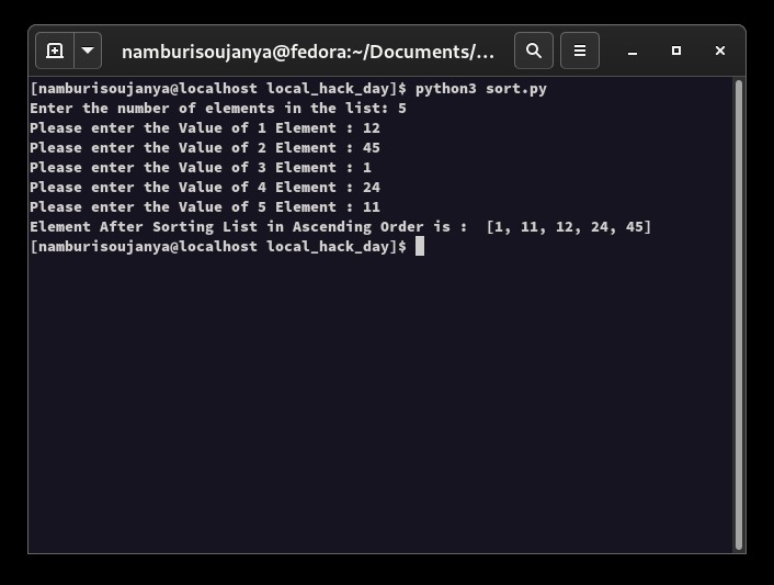 Sort list – screenshot 1