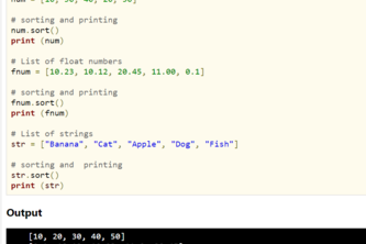 Code to Sort A list