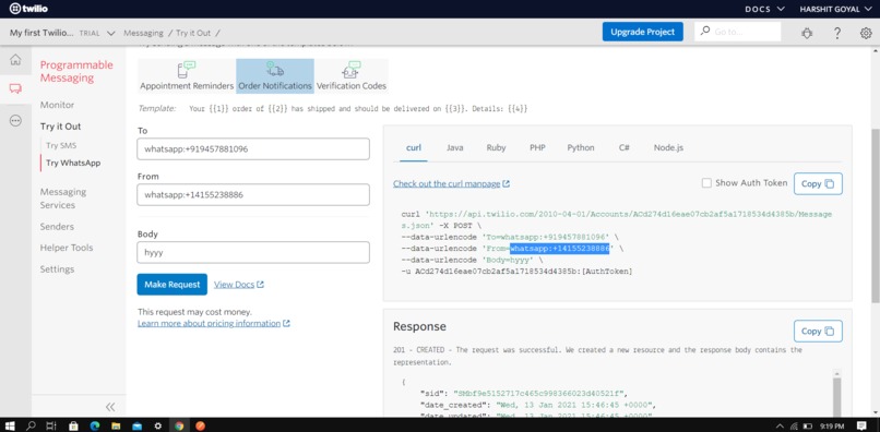Twilio API for WhatsApp – screenshot 1