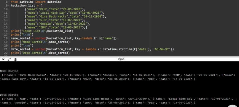 SORT A LIST – screenshot 1