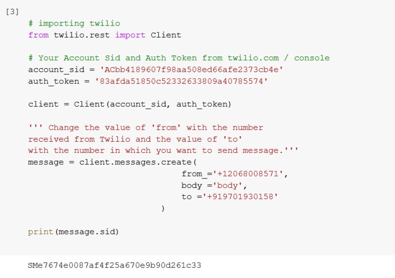 sms with twilio – screenshot 1