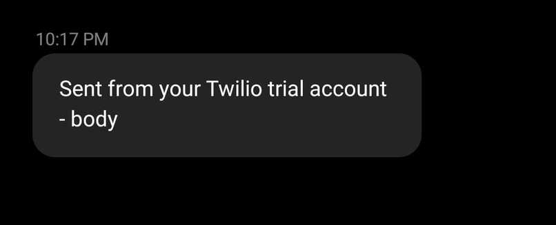sms with twilio – screenshot 2