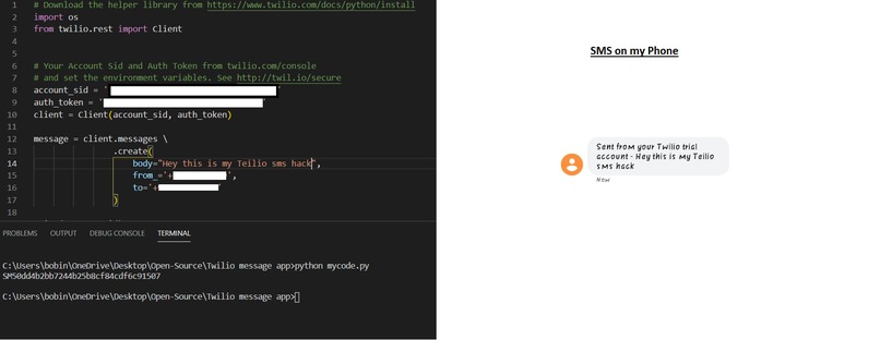 Hello Twilio API – screenshot 1