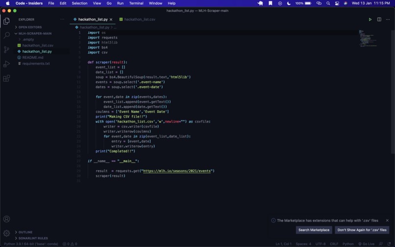 MLH Scraper – screenshot 1